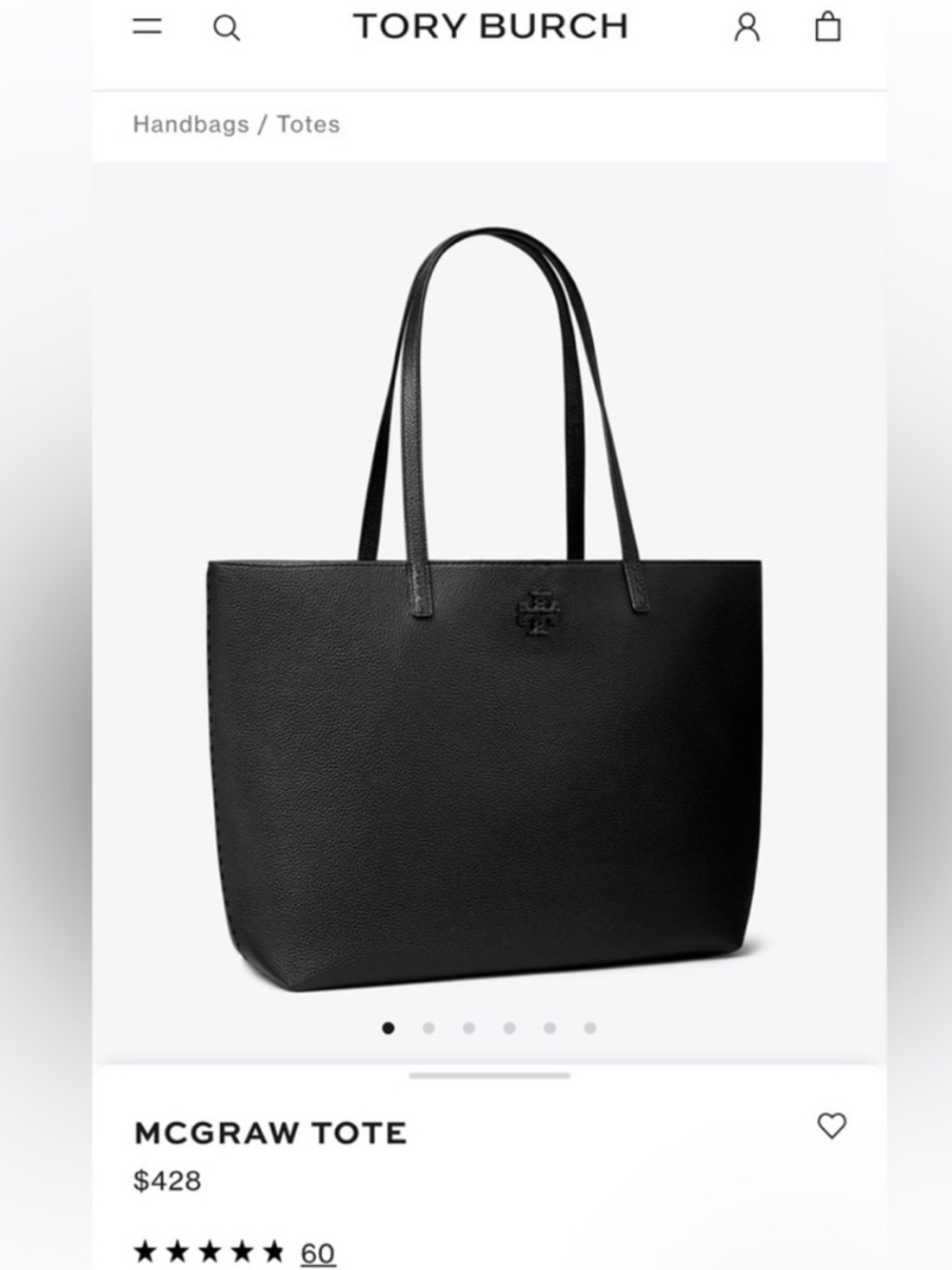 Tory Burch McGraw tote Bag Leather Black